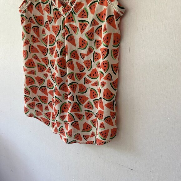 Maeve Watermelon Print Blouse Womens Size 0 V-neck Short Sleeve Top - Picture 3 of 7